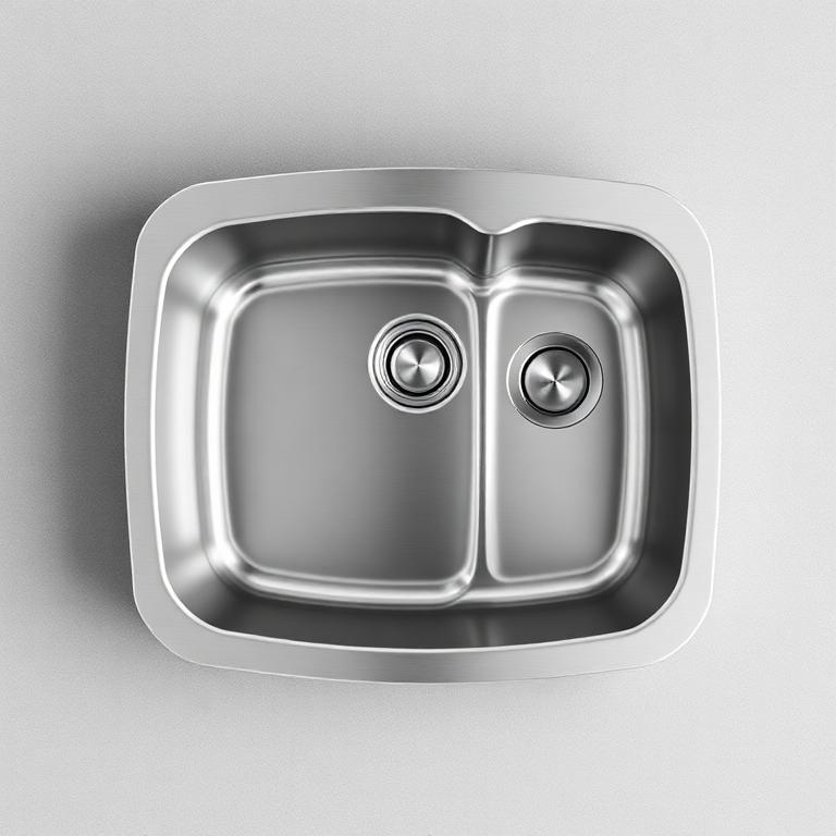 Composite sink with brushed brass tap on a stone worktop
